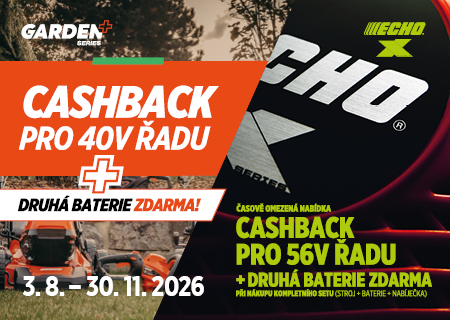 Získajte výrazný CASHBACK a druhú batériu ZADARMO na aku techniku ECHO